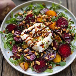 Beet and Burrata Salad with Pine Nuts