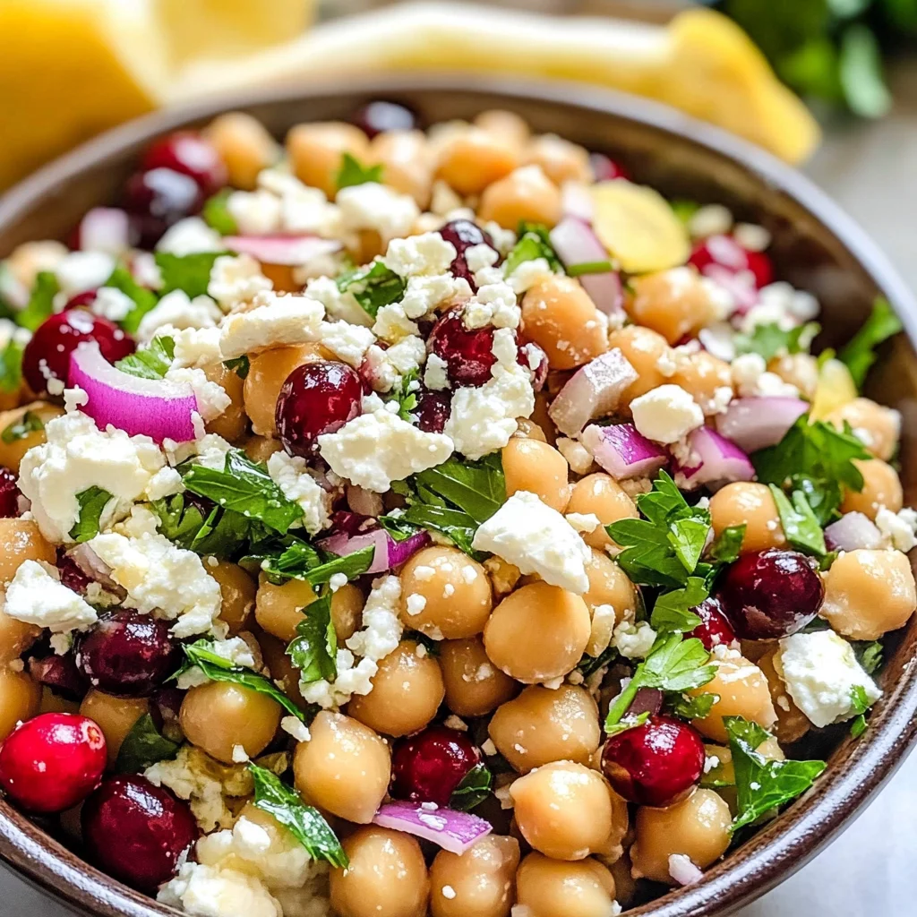 Feta & Cranberry Chickpeas with Lemon Vinaigrette