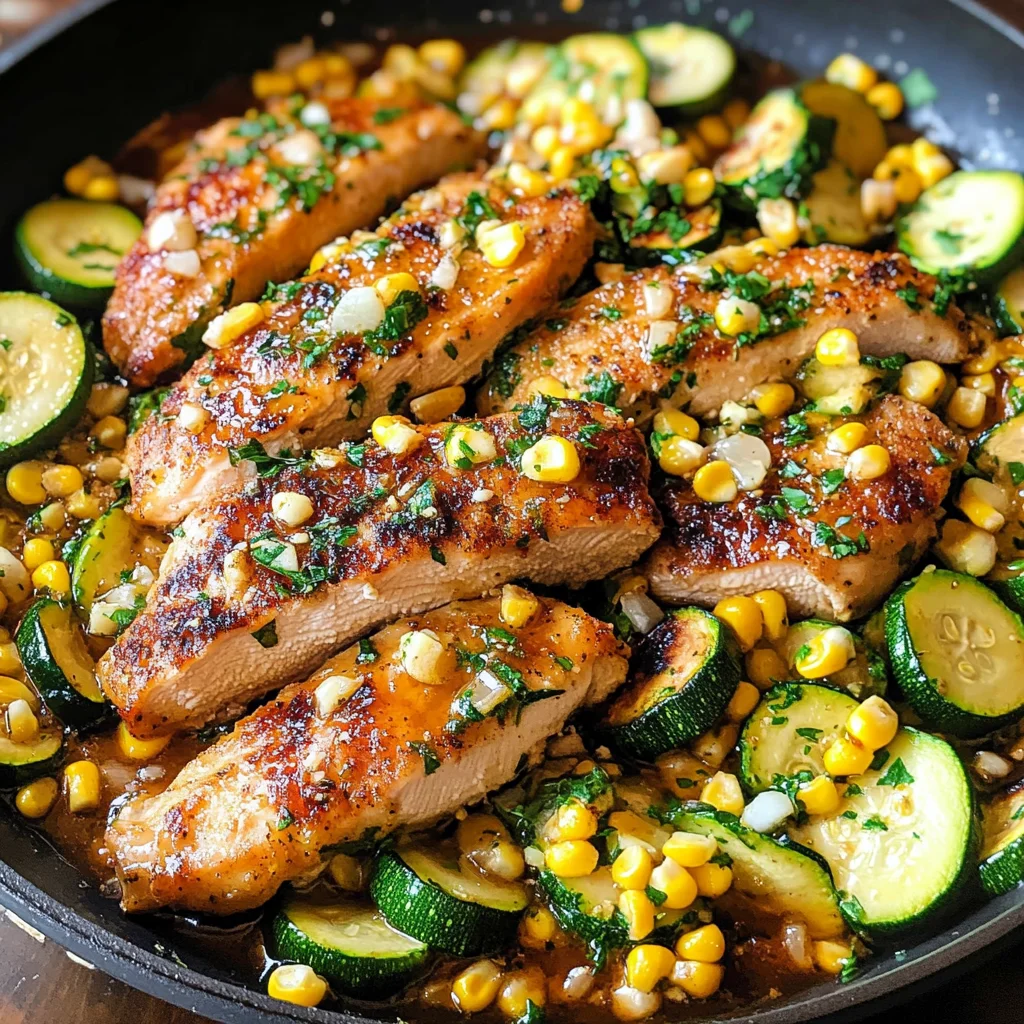 Garlic Butter Chicken with Zucchini and Corn - One-Pan, 30-Minute Meal