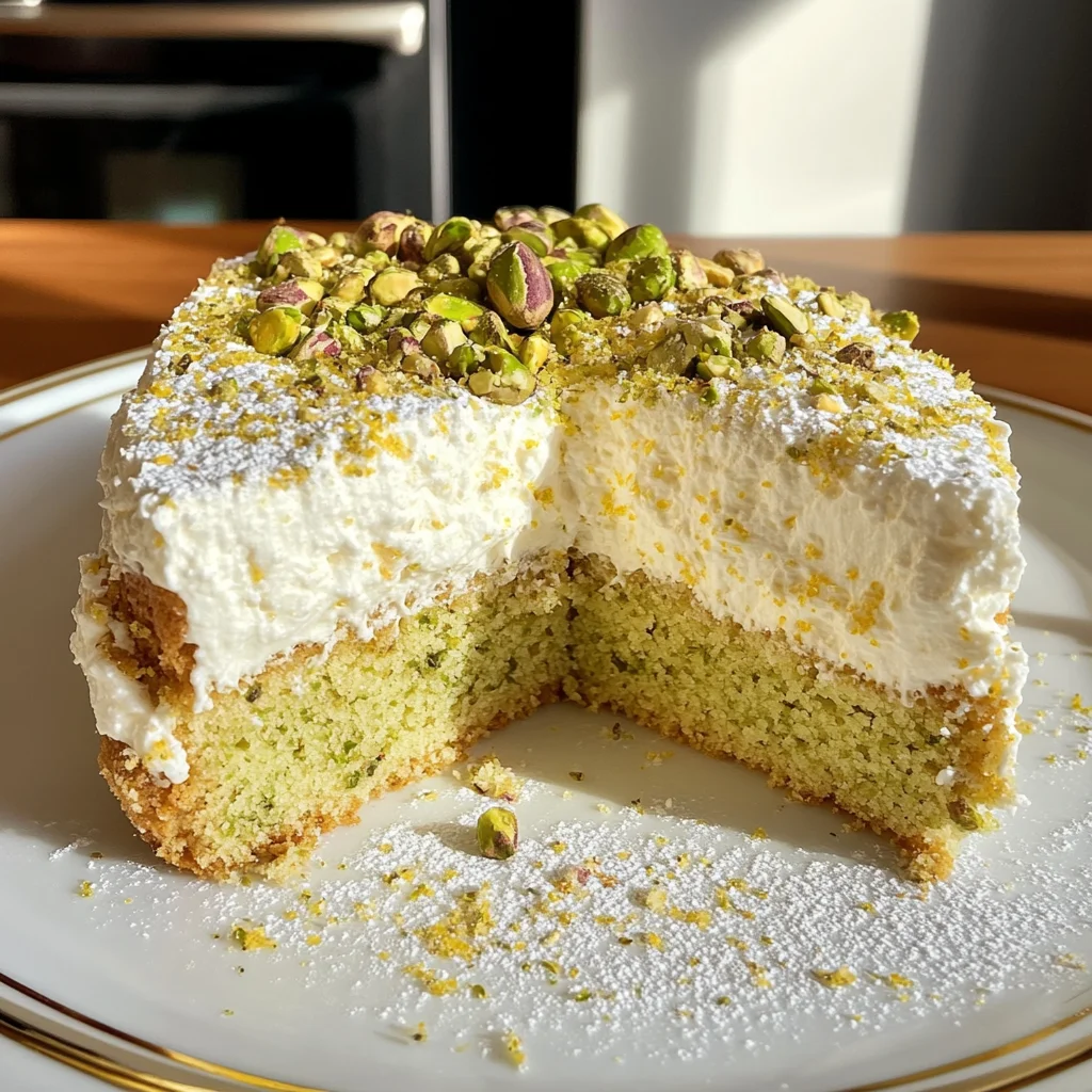 Lemon Pistachio Ricotta Cloud Cake