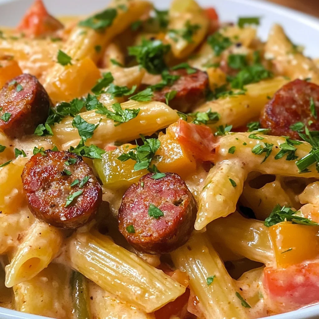 One Pot Creamy Cajun Sausage Pasta (30-Minutes)