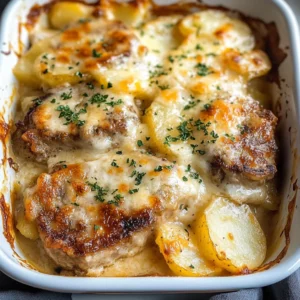 Smothered beef Chop Scalloped Potato Casserole