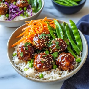 Teriyaki Chicken Meatballs and Rice Bowls