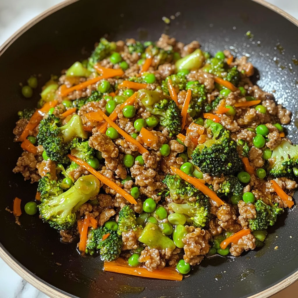 Teriyaki Ground Turkey, Broccoli and Peas