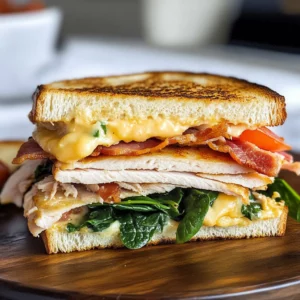 Turkey Melt with Cheddar, Spinach, and Bacon