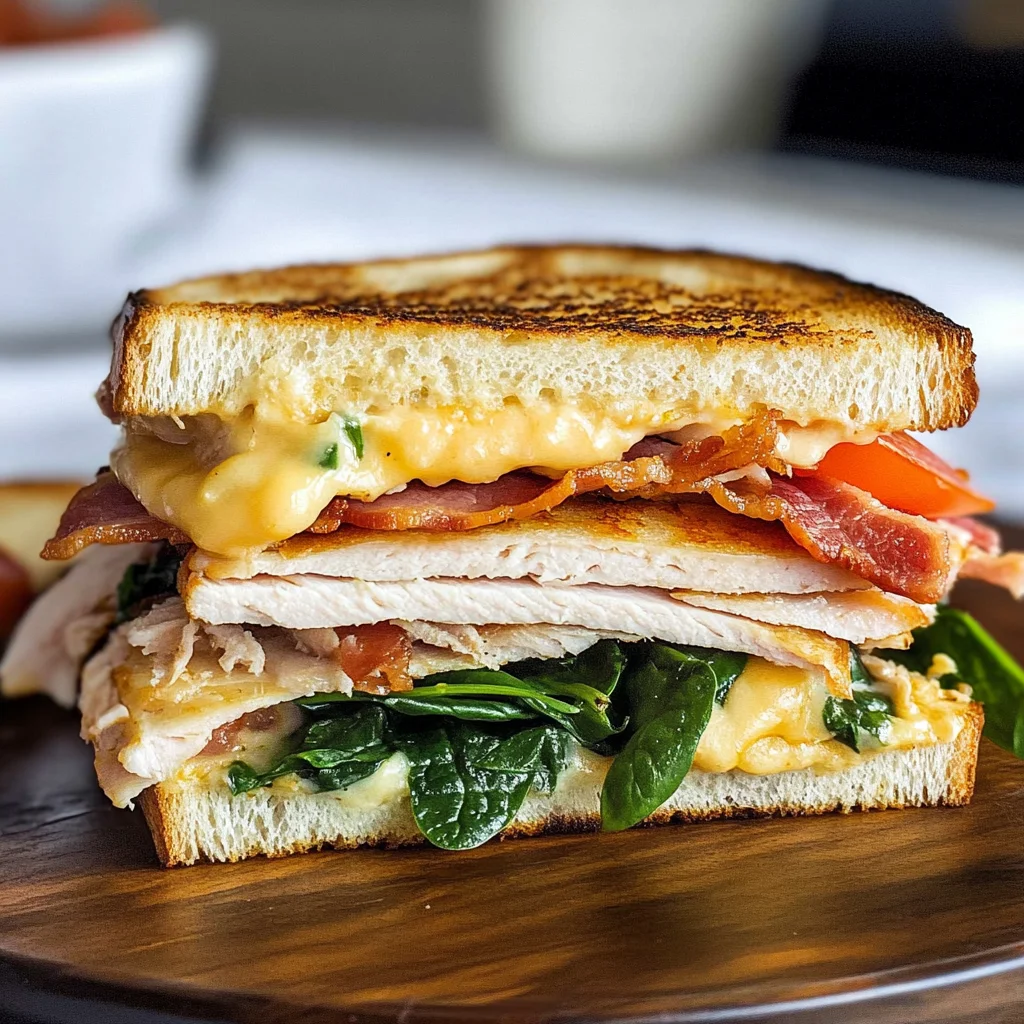 Turkey Melt with Cheddar, Spinach, and Bacon