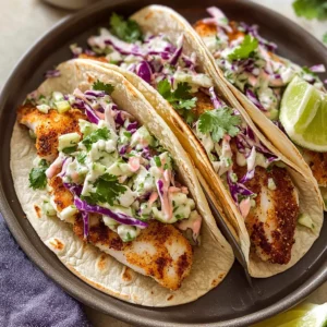 Air Fryer Fish Tacos with Cilantro Lime Slaw