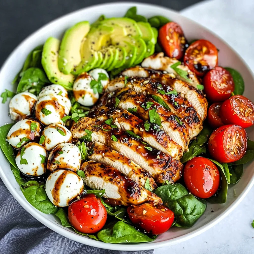 Baked Marinated Chicken Salad with Mozzarella and Balsamic Vinaigrette