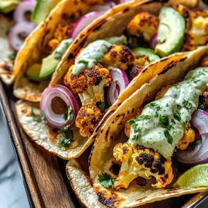Cauliflower Tacos with Cilantro Lime Crema