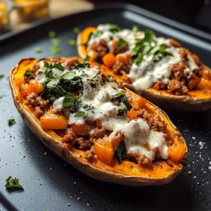 Protein loaded sweet potato boats