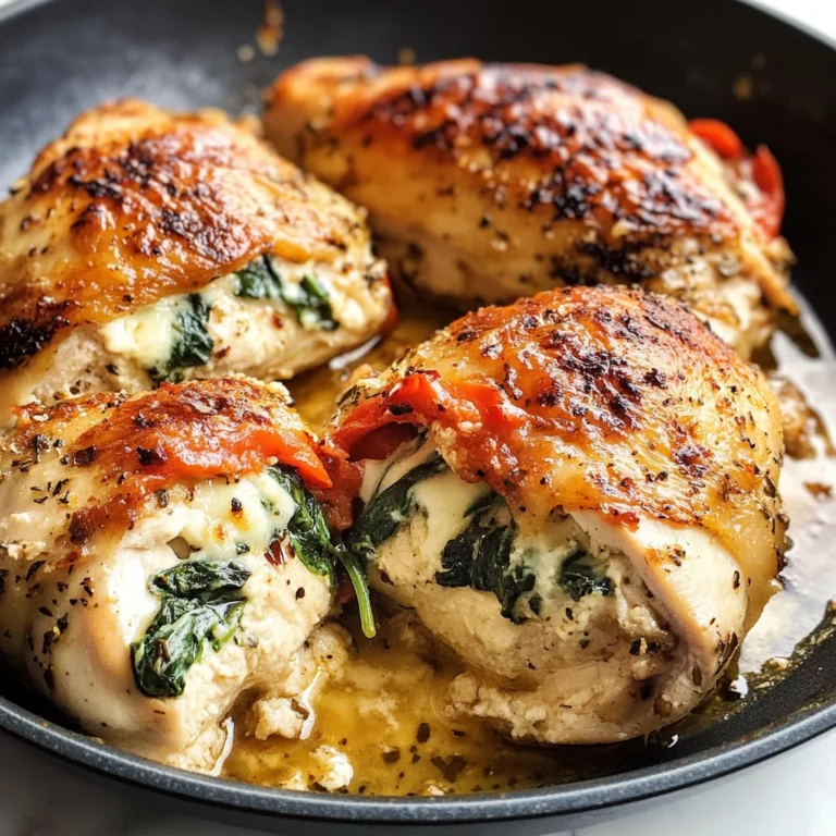 Roasted Red Pepper, Spinach, and Mozzarella Stuffed Chicken