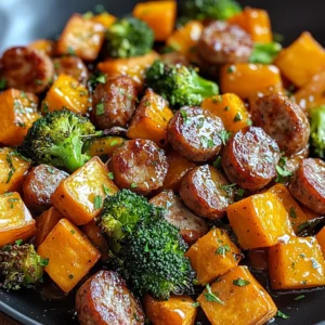 Sheet Pan Sausage and Sweet Potatoes with Honey Garlic Sauce