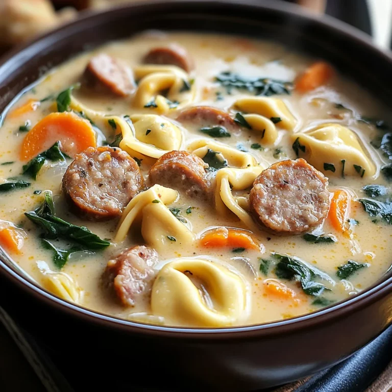 Slow Cooker Creamy Sausage & Tortellini Soup