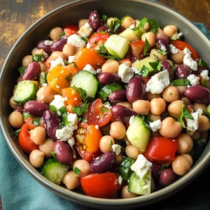 Zesty Bean Salad with Feta - Homefoodkitchen