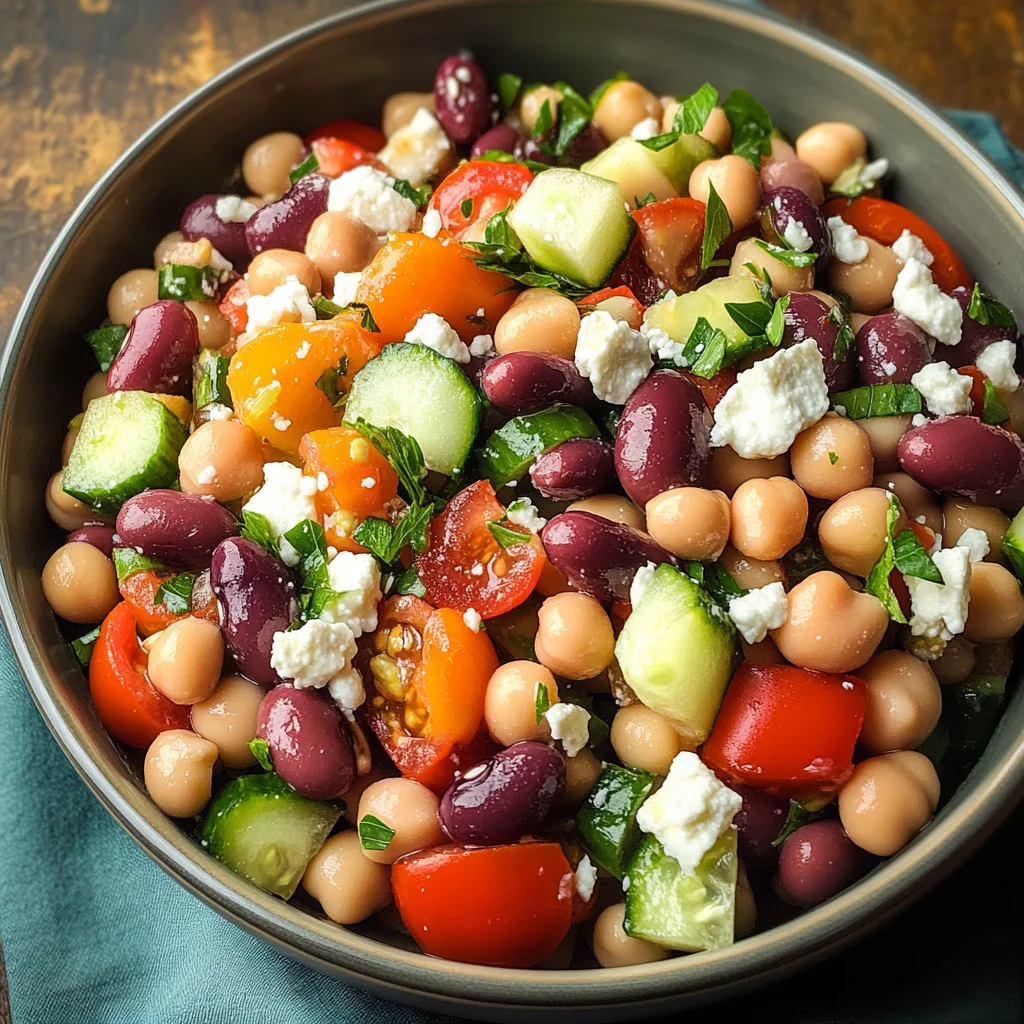 Zesty Bean Salad with Feta - Homefoodkitchen