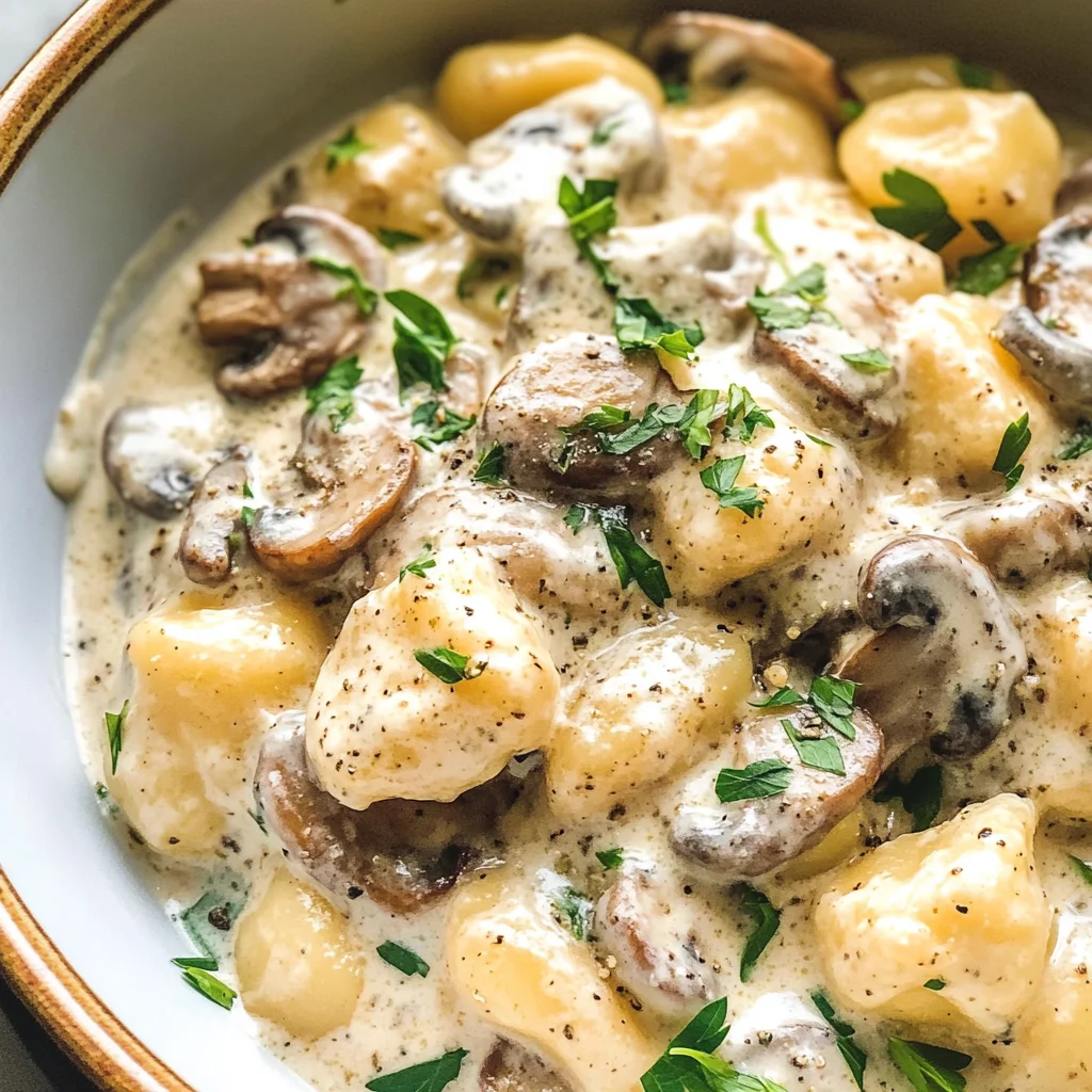 Amazing Mushroom Gnocchi with Parmesan Cream Sauce