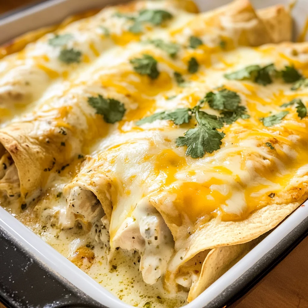Chicken Enchiladas with Sour Cream White Sauce