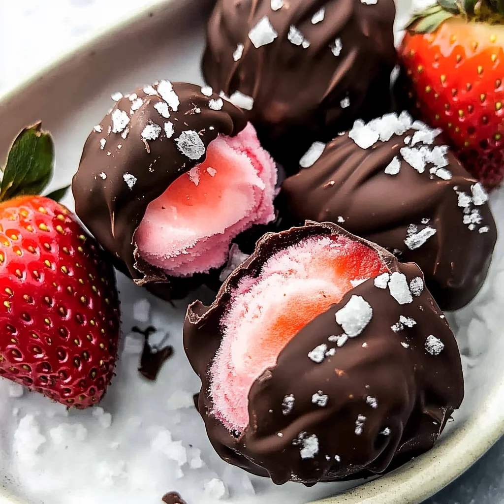 Chocolate Strawberry Frozen Yogurt Bites