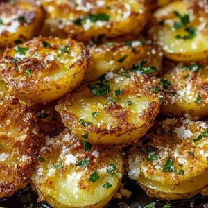 Crispy Garlic Butter Parmesan Smashed Potatoes