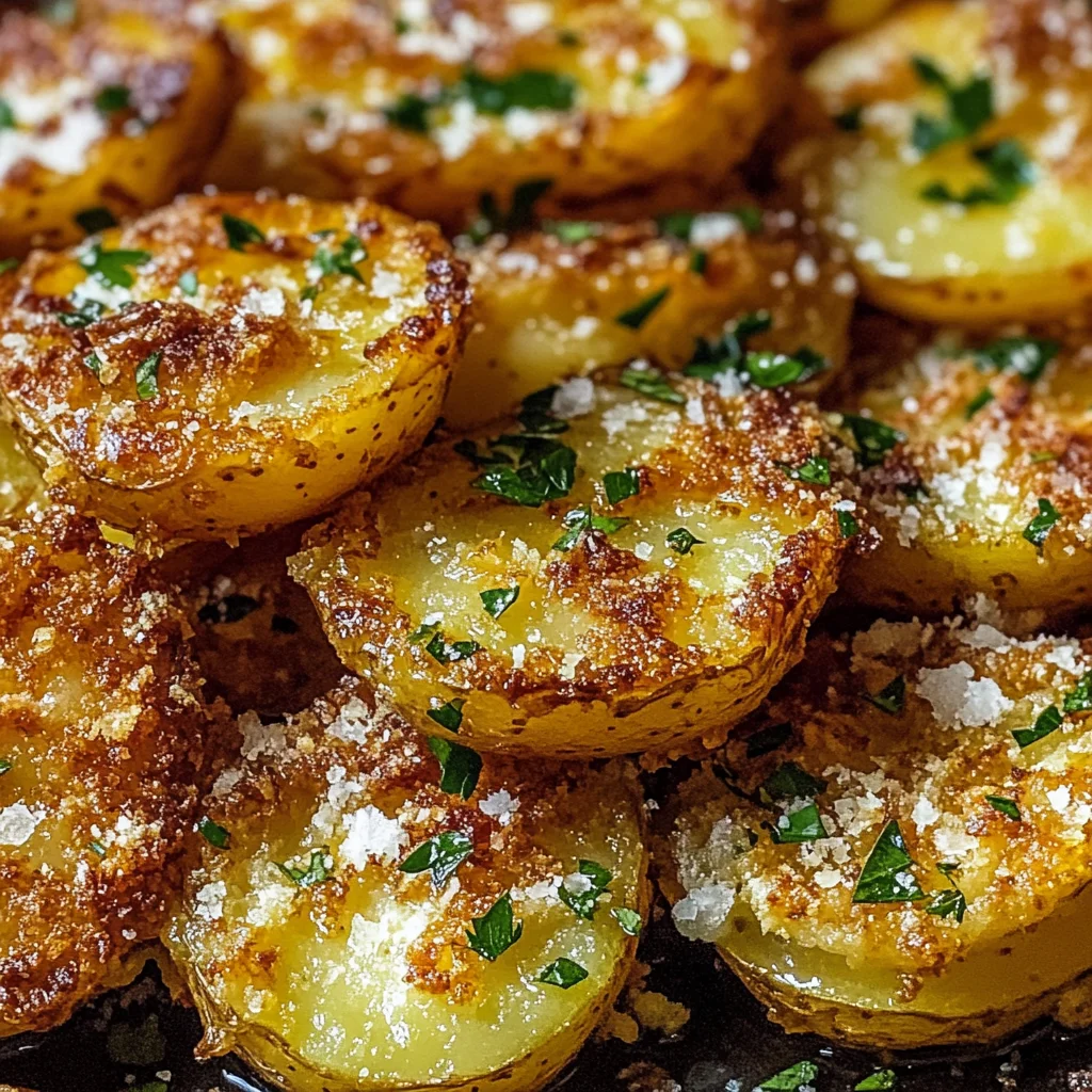 Crispy Garlic Butter Parmesan Smashed Potatoes