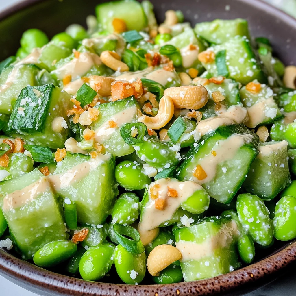 Cucumber Edamame Salad with Creamy Miso Dressing