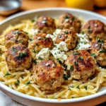 Greek Chicken Meatballs with Lemon Orzo