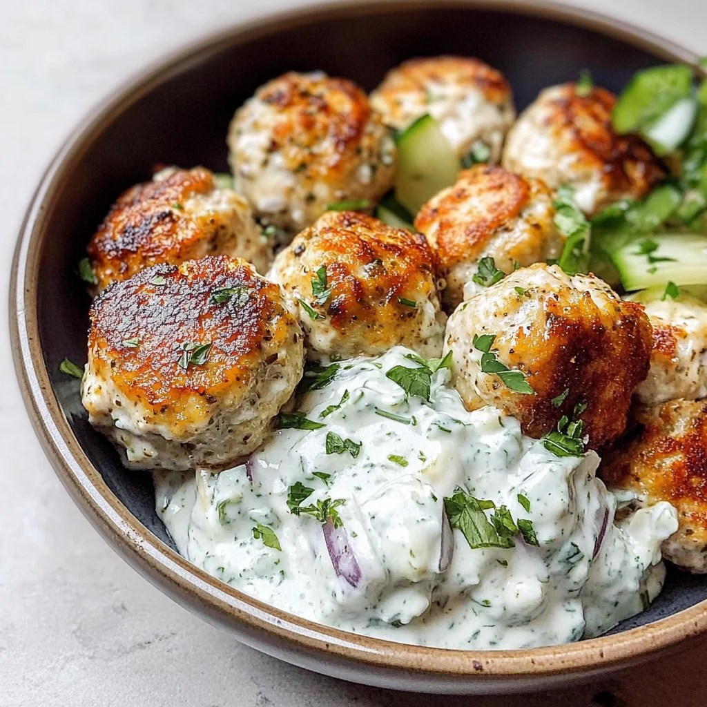 Greek Chicken Meatballs with Tzatziki Sauce
