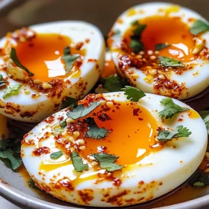 Jammy Eggs with Chili Butter and Garlic Yogurt