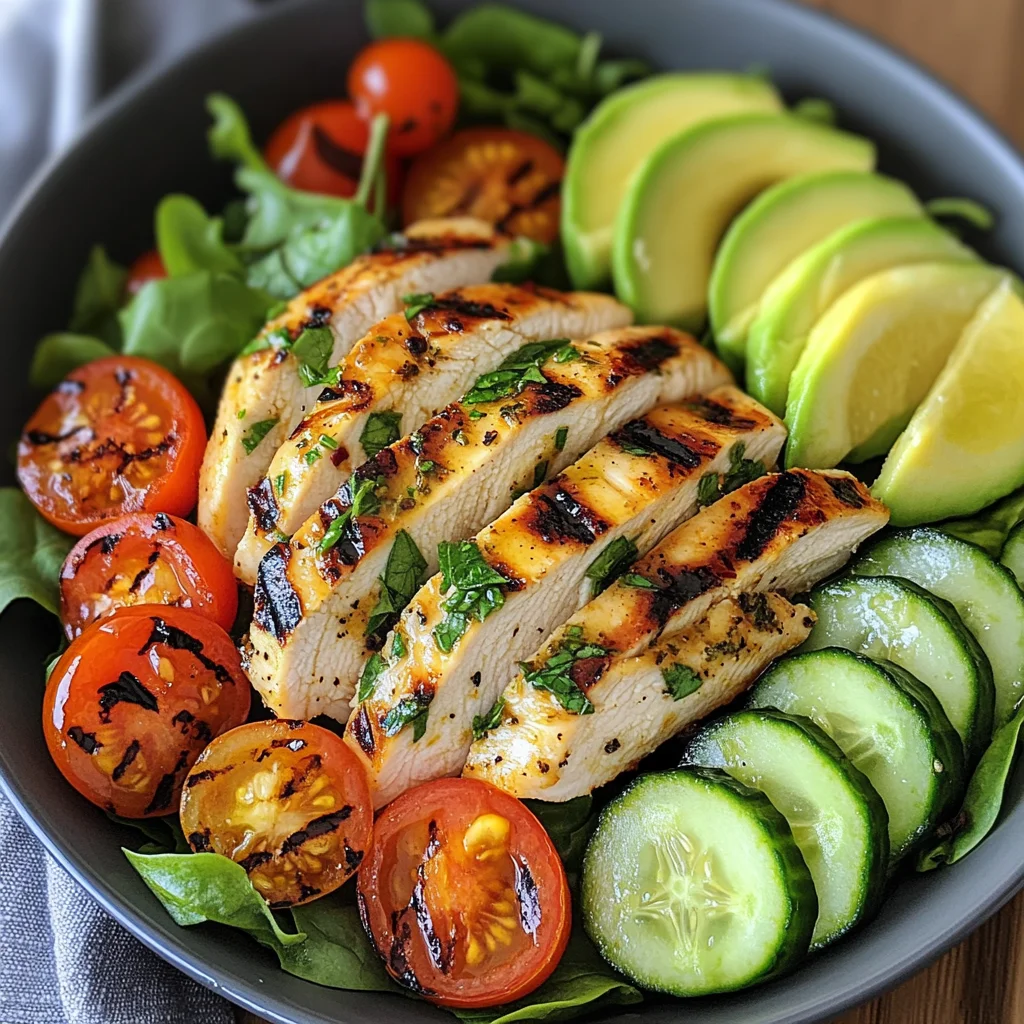 Lemon Herb Grilled Chicken Avocado Salad