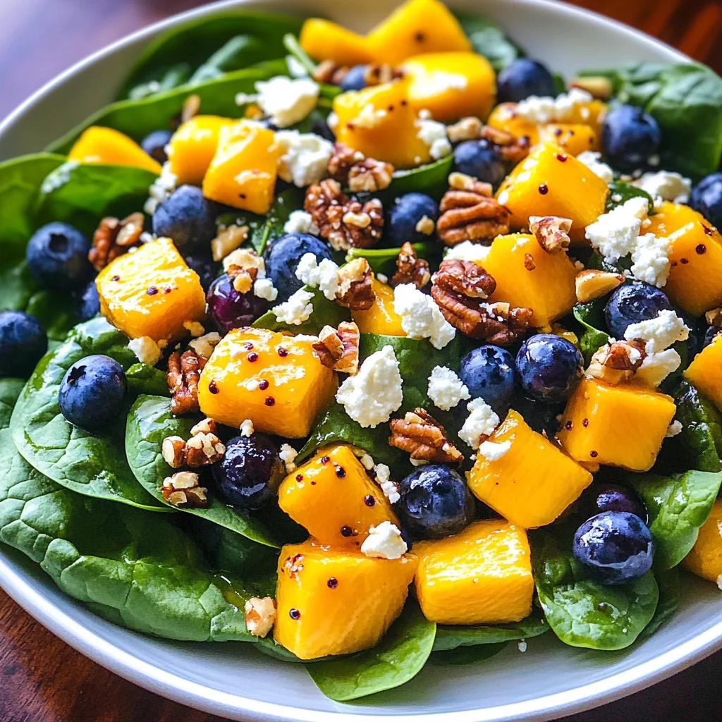 Mango Salad with Spinach and Blueberries