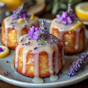 Mini Lemon Cakes With Lavender Glaze
