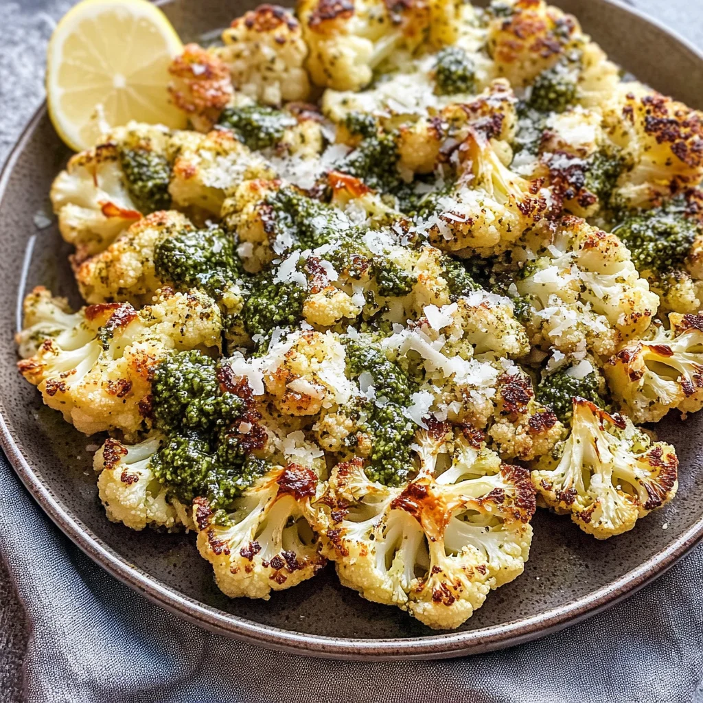 Parmesan Pesto Roasted Cauliflower