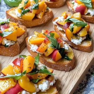 Peach Bruschetta with Goat Cheese and Honey