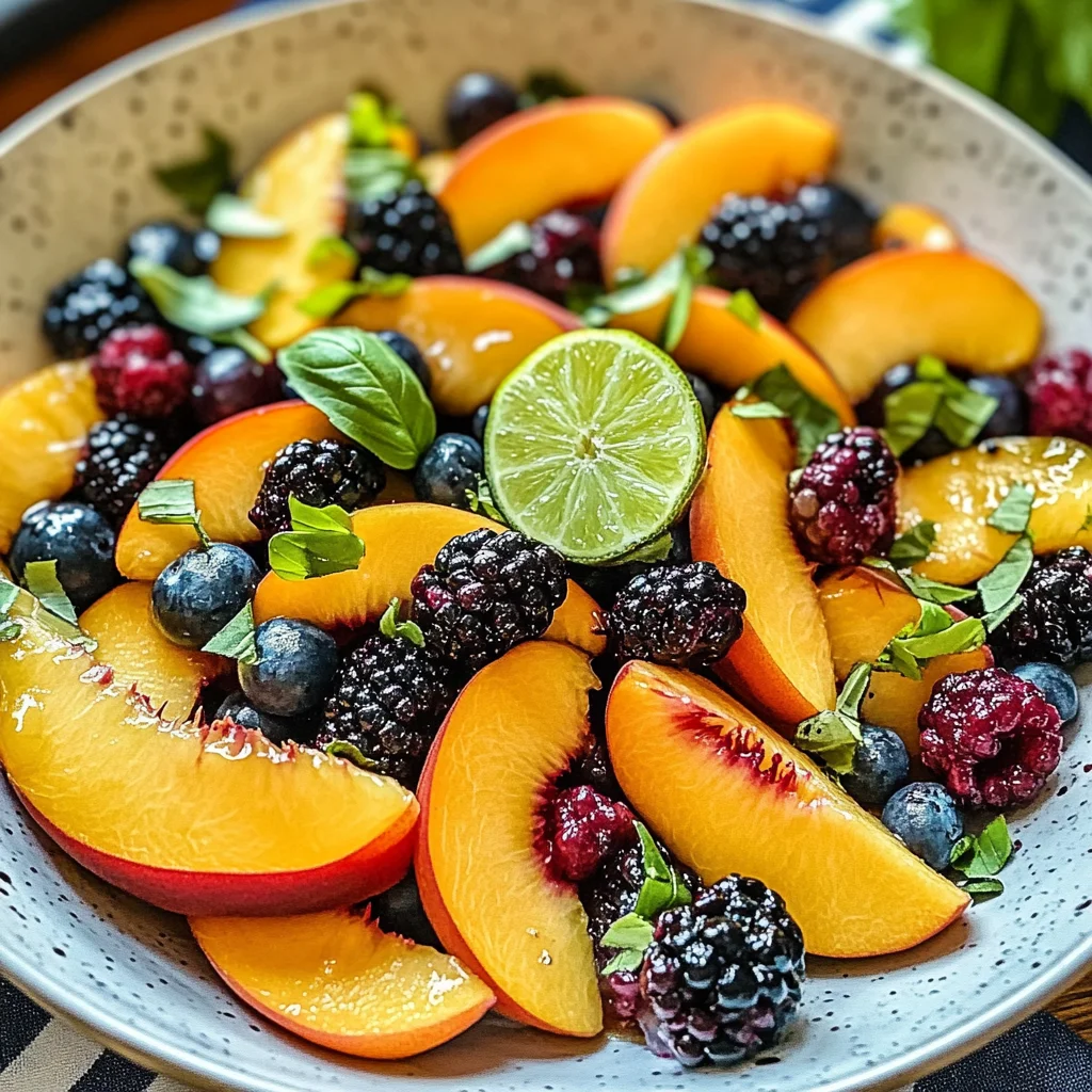 Peach Fruit Salad with Honey Lime Dressing