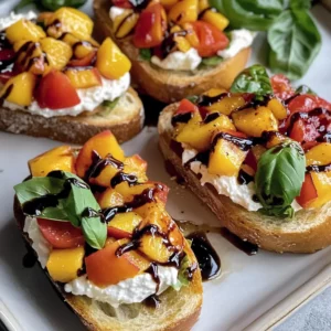 Quick Peach Bruschetta with Whipped Ricotta