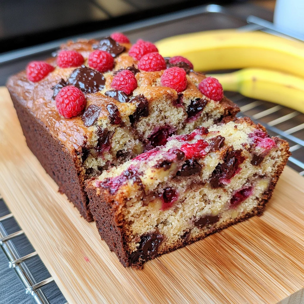 Raspberry Dark Chocolate Banana Bread