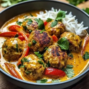Thai Chicken Meatballs in Coconut Curry