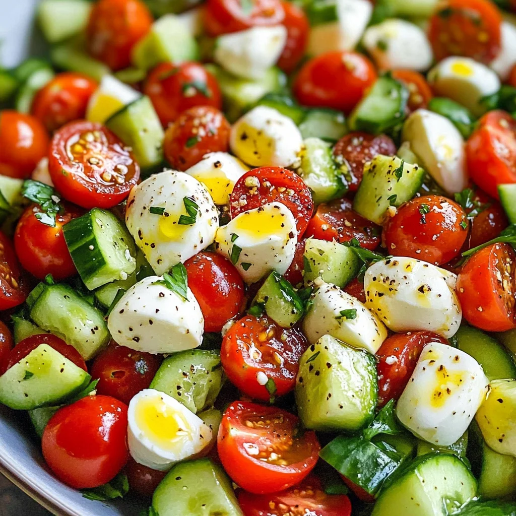 Tomato Cucumber Mozzarella Salad