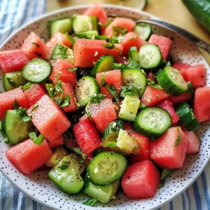 Watermelon Cucumber Jalapeño Salad