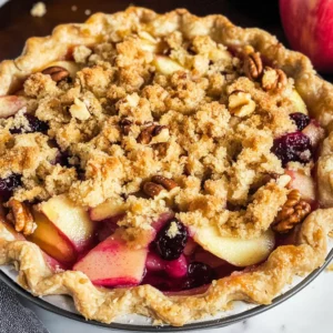 Apple Cranberry Pie With Walnuts and Crumb Topping