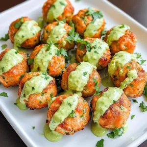 Baked Salmon Meatballs with Creamy Avocado Sauce