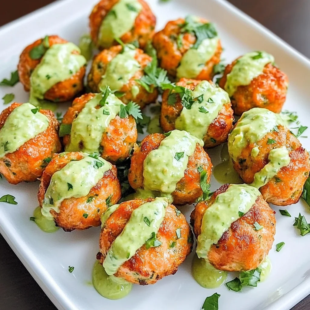 Baked Salmon Meatballs with Creamy Avocado Sauce