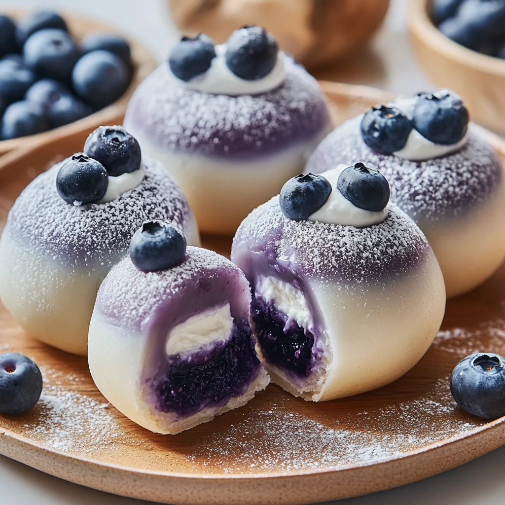 Blueberry Cream Mochi Buns