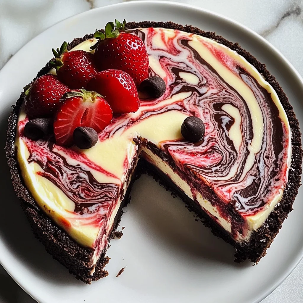 Chocolate Strawberry Swirl Cheesecake