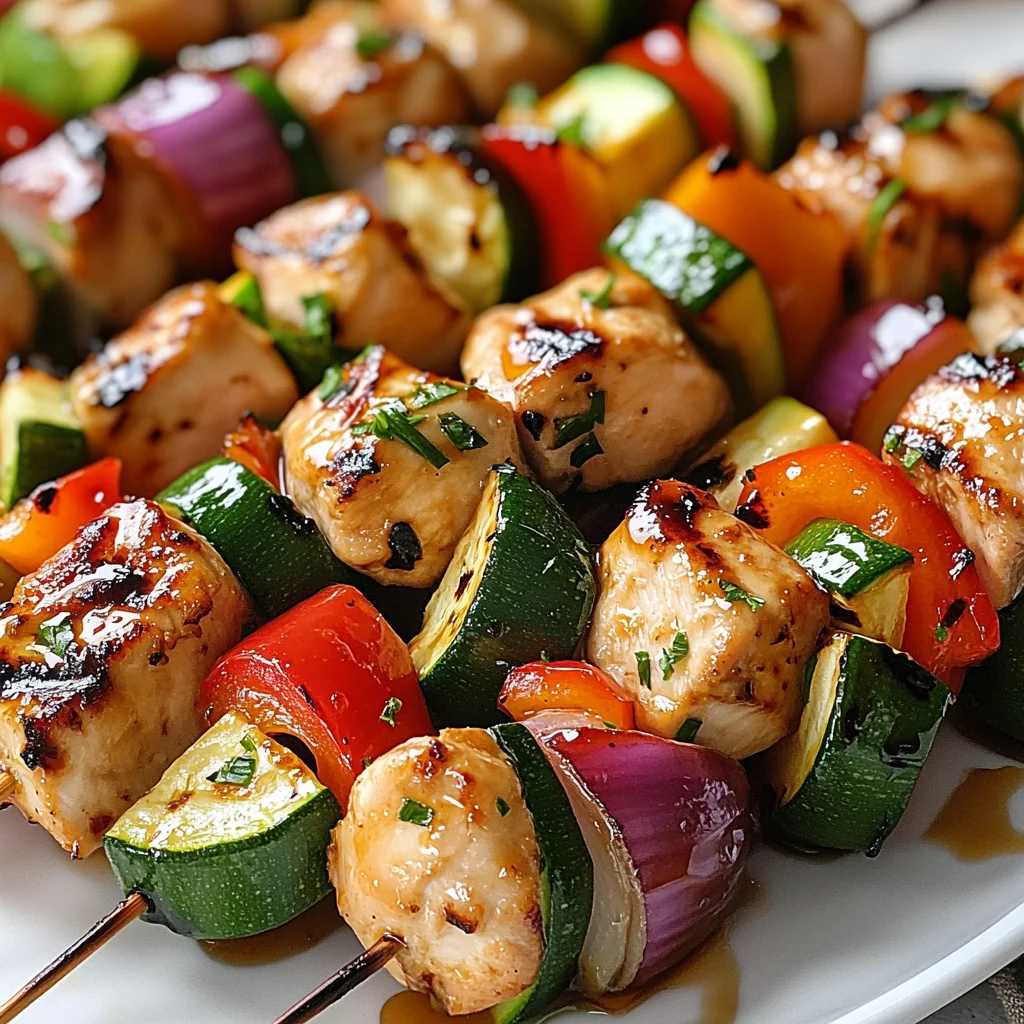 Grilled Honey Garlic Chicken Skewers with Veggies