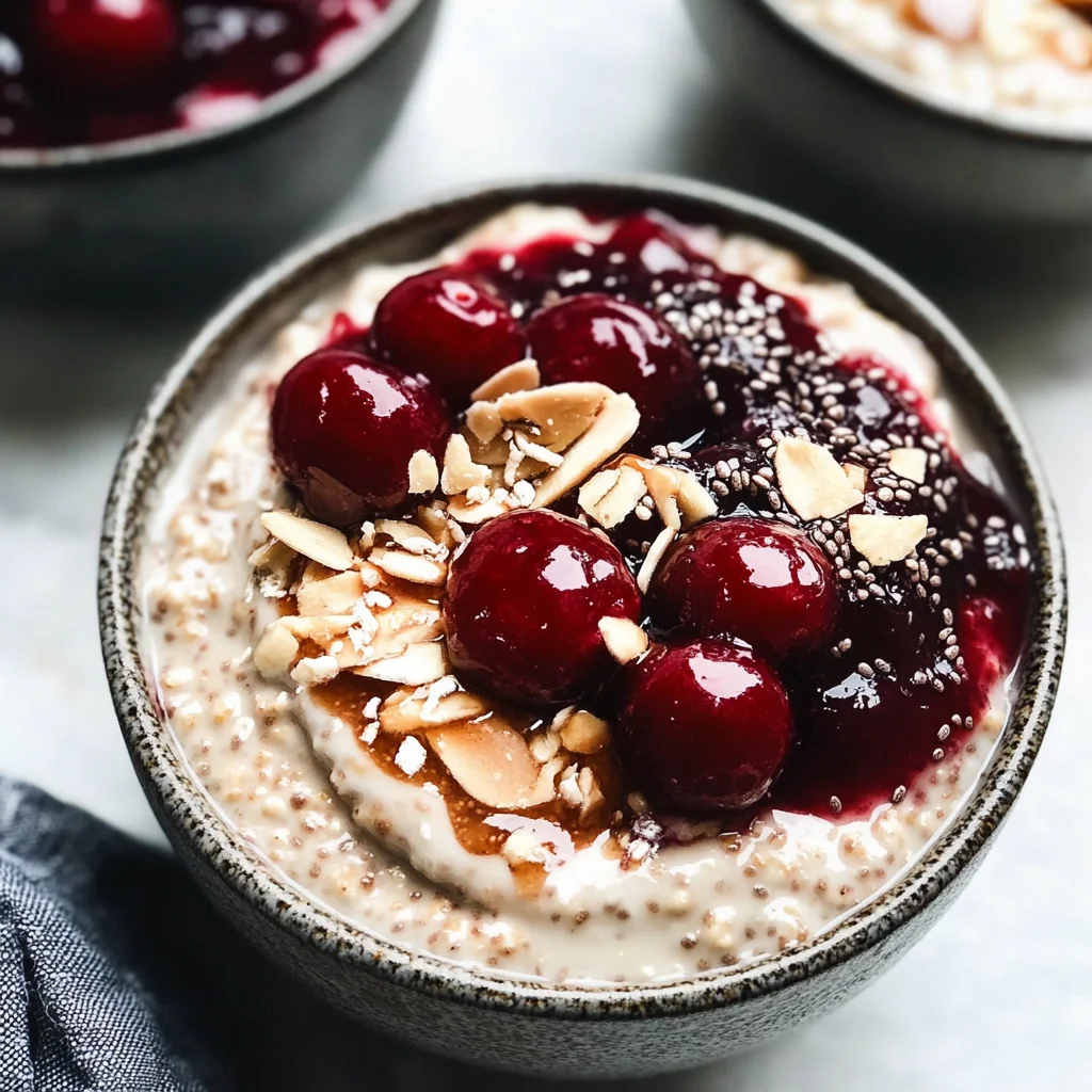 Healthy Overnight Oats with Cherry Chia Seed Jam