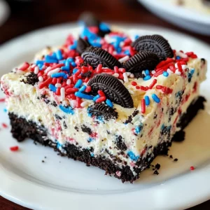 No Bake Fireworks Oreo Cheesecake Bars
