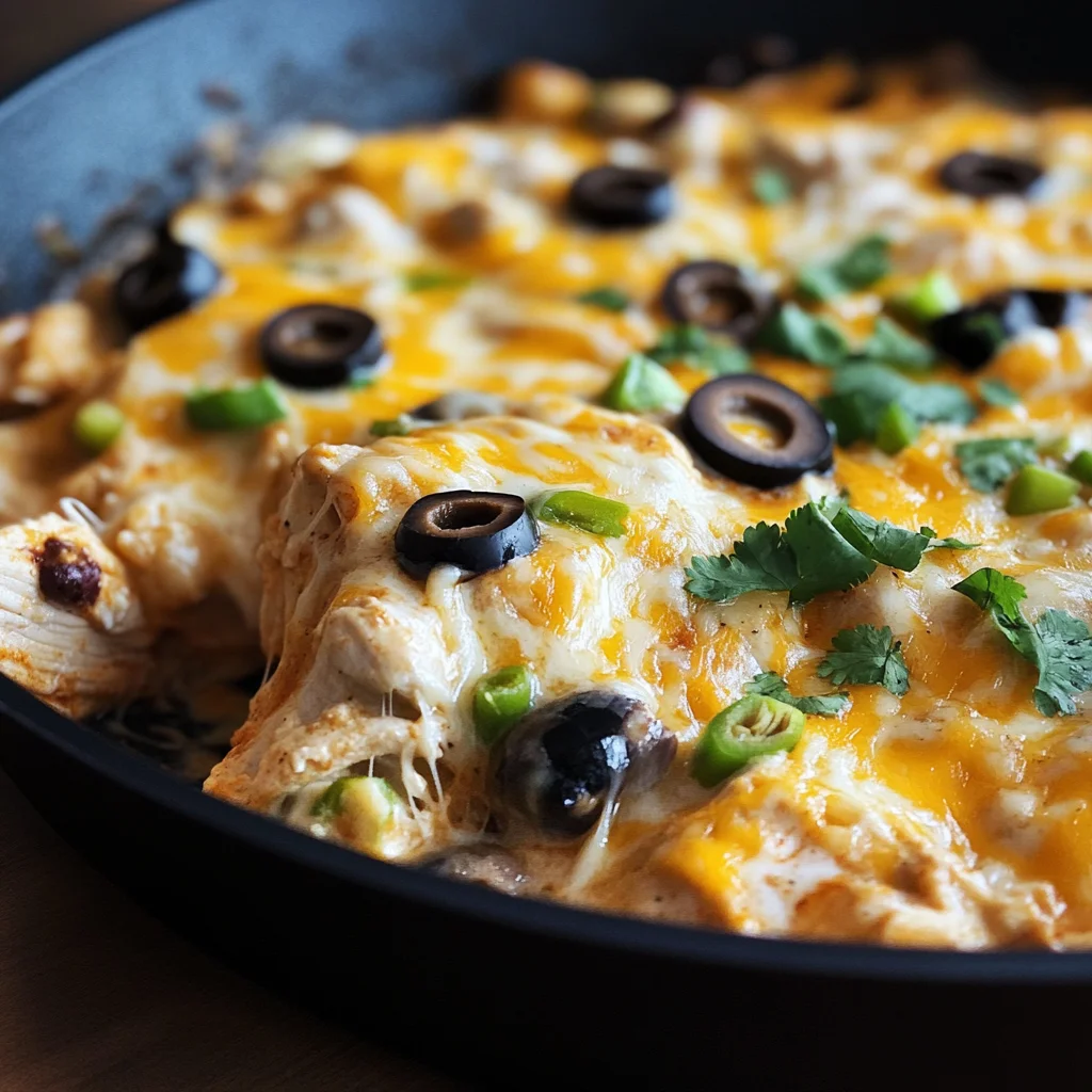 One Pan Sour Cream Chicken Enchilada Skillet
