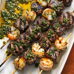 Surf and Turf Kabobs with Chimichurri Sauce