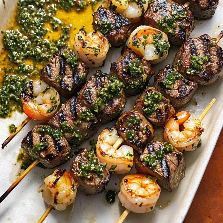 Surf and Turf Kabobs with Chimichurri Sauce